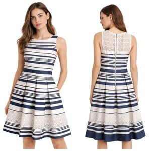 Vince Camuto Blue & White Stripe Fit & Flare Dress Size 2